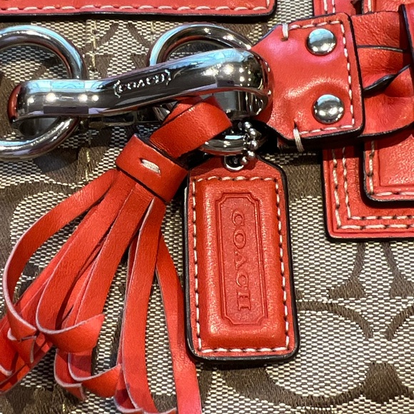 Vintage Coach Signature Hampton Braided Coral Trim Purse Handbag F13065 - Picture 13 of 15